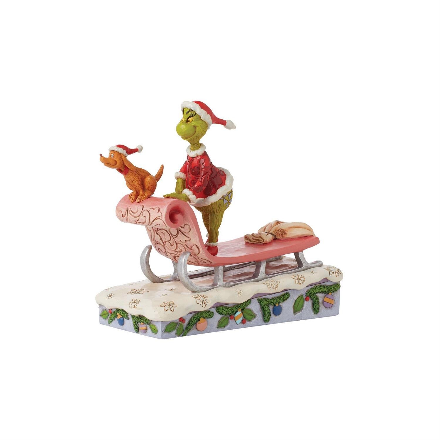 Grinch and Max on Sled By: The Grinch Jim Shore *SHIPS WITHIN 10 DAYS* NEW 2024