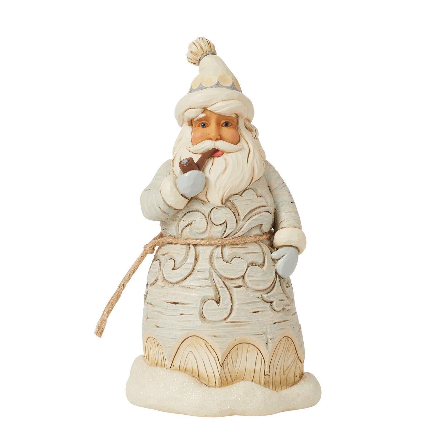 White Woodland Carved Santa Pipe By: Heartwood Creek Jim Shore *SHIPS WITHIN 15 DAYS* NEW 2024