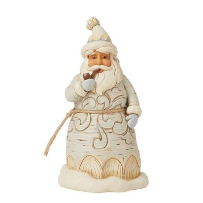 White Woodland Carved Santa Pipe By: Heartwood Creek Jim Shore *SHIPS WITHIN 15 DAYS* NEW 2024
