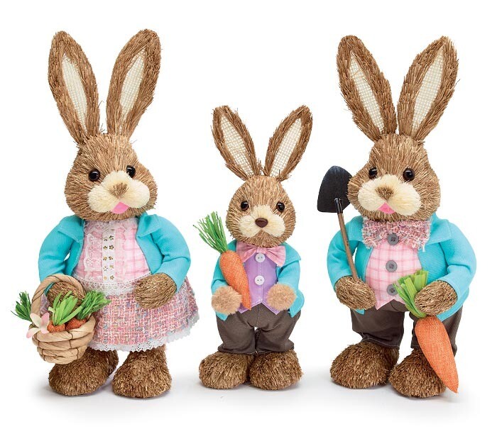 SISAL BUNNY FAMILY OF 3 15&quot; Easter Decor