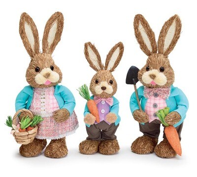 SISAL BUNNY FAMILY OF 3 15&quot; Easter Decor