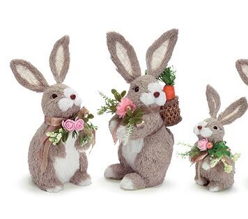 SISAL ASSORTED BUNNY FAMILY Set of 3 10&quot; Easter Decor