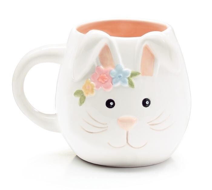 BUNNY FACE RAISED CERAMIC MUG Easter Decor