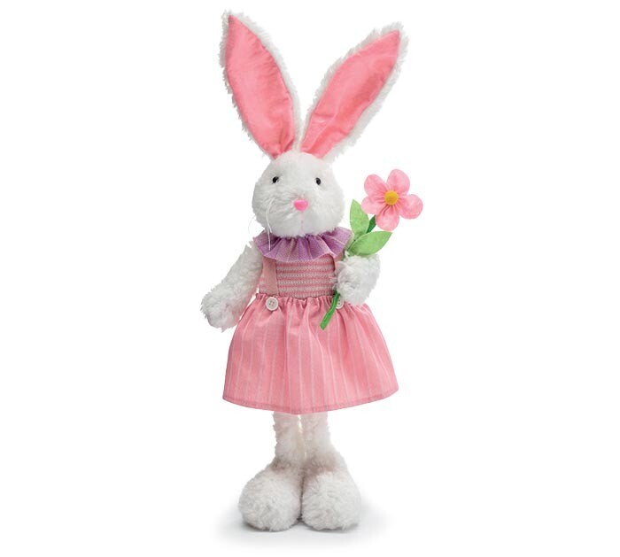 STANDING GIRL BUNNY WITH FLOWER IN HAND 23&quot; Easter Decor