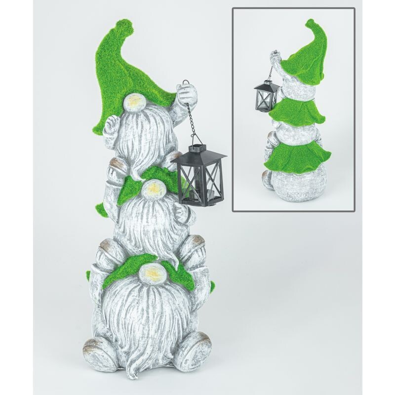 GNOMES WITH TEA LIGHT LANTERN AND MOSSY HATS 23&quot; Easter Decor