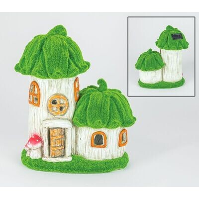 SOLAR HOUSE WITH MOSS FINISH 16&quot; Garden Decor