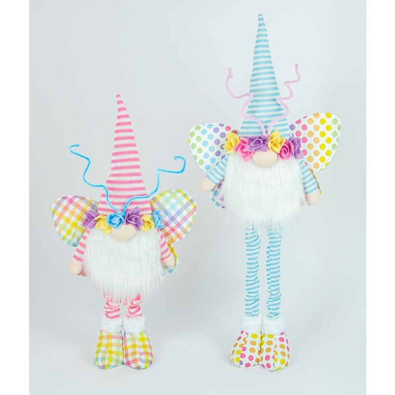 BUTTERFLY GNOMES STRETCH LEGS SET OF 2 28&quot; Easter Decor