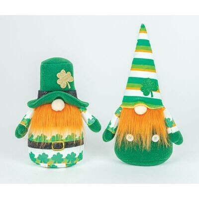 LUCKY SHAMROCK GNOMES TABLETOP SET OF 2 13&quot; Saint Patrick&#39;s Decor