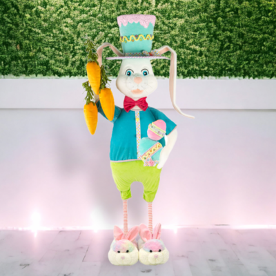 Mr. Bunny With Carrots Foam Greeter 63&quot; Easter Decor *SHIPS WITHIN 10 DAYS OF ORDERING*