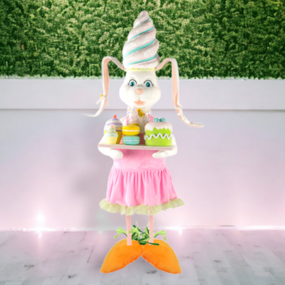 Mrs. Bunny With Treats Foam Greeter 63&quot; Easter Decor *SHIPS WITHIN 15 DAYS OF ORDERING*