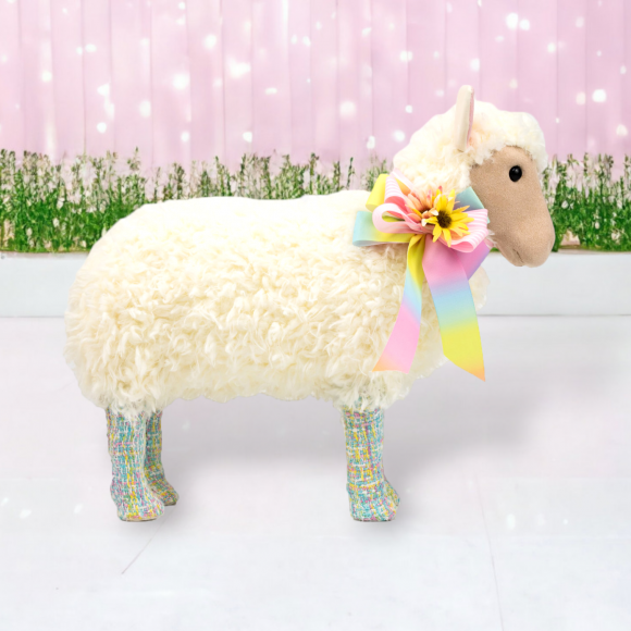 Sheep With Pastel Bow Easter Decor 