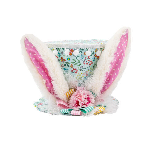 Blue Print Hat With Bunny Ears Easter Decor *SHIPS WITHIN 15 DAYS OF ORDERING*
