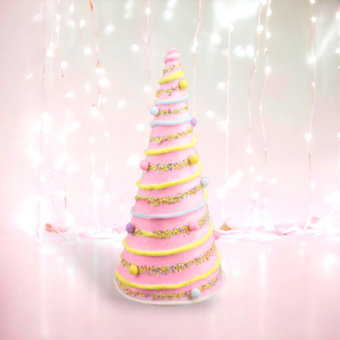 19&quot; Pink Candy Swirl Cone Tree Easter Decor *SHIPS WITHIN 15 DAYS OF ORDERING*