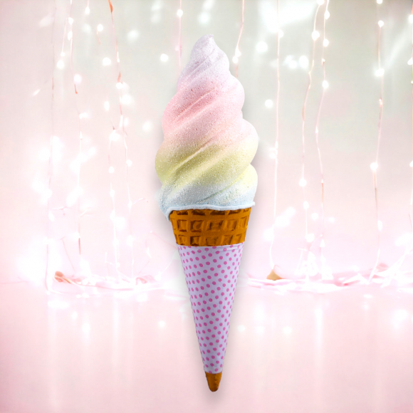 29.5&quot; Rainbow Swirl Ice Cream Cone With (PURPLE) Sleeve Easter Decor *SHIPS WITHIN 15 DAYS OF ORDERING*
