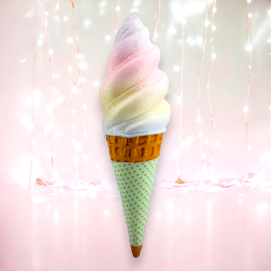 29.5&quot; Rainbow Swirl Ice Cream Cone With (GREEN) Sleeve Easter Decor *SHIPS WITHIN 15 DAYS OF ORDERING*