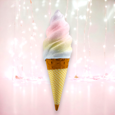 29.5&quot; Rainbow Swirl Ice Cream Cone With (ORANGE) Sleeve Easter Decor *SHIPS WITHIN 15 DAYS OF ORDERING*