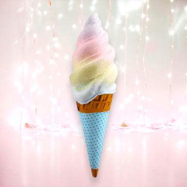 29.5&quot; Rainbow Swirl Ice Cream Cone With (BLUE) Sleeve Easter Decor *SHIPS WITHIN 15 DAYS OF ORDERING*