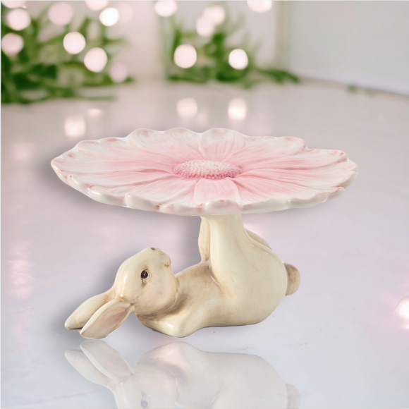 Bunny on Back Dessert Server Easter Decor *SHIPS WITHIN 15 DAYS OF ORDERING*