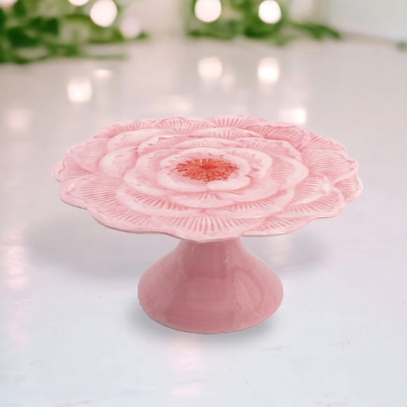 Pink Peony Cake Plate Easter Decor *SHIPS WITHIN 15 DAYS OF ORDERING*