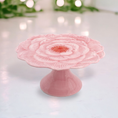 Pink Peony Cake Plate Easter Decor *SHIPS WITHIN 15 DAYS OF ORDERING*