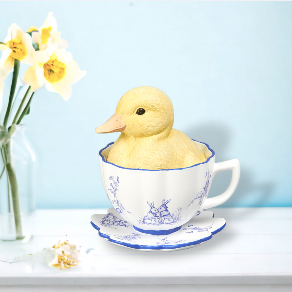 Yellow Duck in Teacup Easter Decor *SHIPS WITHIN 15 DAYS OF ORDERING*