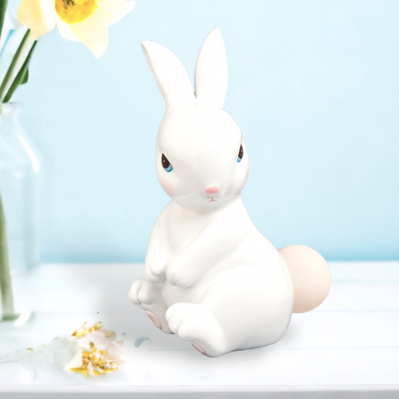 White Bunny With LED Tail Easter Decor *SHIPS WITHIN 15 DAYS OF ORDERING*