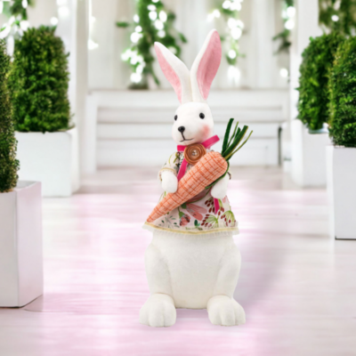 Bunny With Pattern Top and Carrot Easter Decor *SHIPS WITHIN 15 DAYS OF ORDERING*