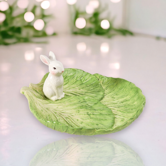 Lettuce Platter With Bunny Easter Decor *SHIPS WITHIN 15 DAYS OF ORDERING*