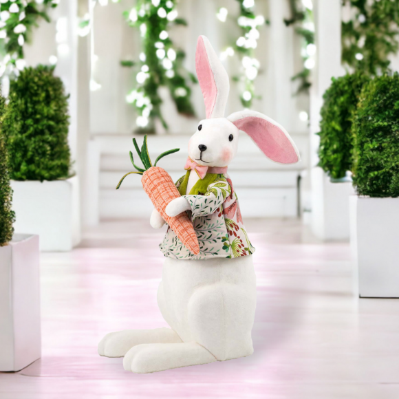 Bunny With Jacket and Carrot Easter Decor *SHIPS WITHIN 15 DAYS OF ORDERING*