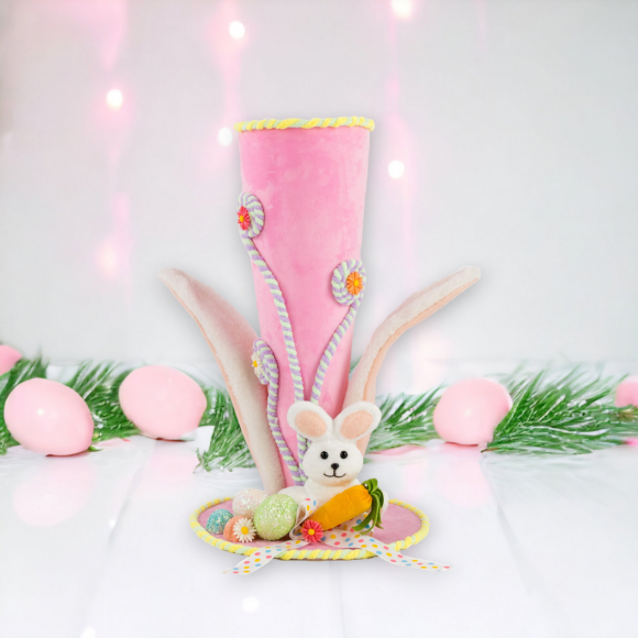 Pink Bunny Hat With Ears Easter Decor