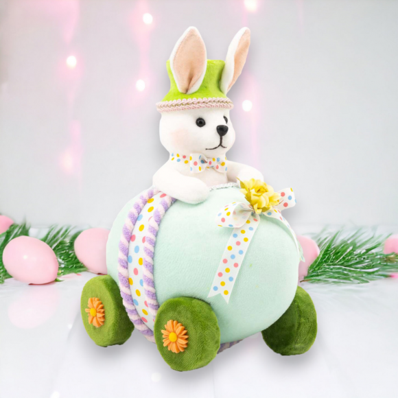 Bunny in Blue Egg Car Easter Decor