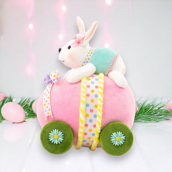 Bunny in Pink Egg Car Easter Decor