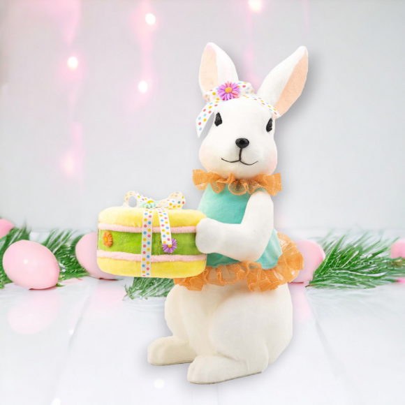 Girl Bunny With Macaron Easter Decor