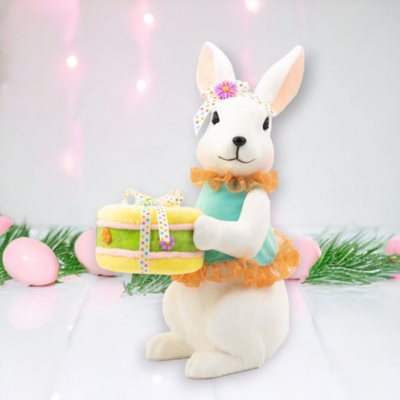 Girl Bunny With Macaron Easter Decor