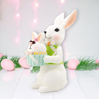 Boy Bunny With Cup Cake Easter Decor