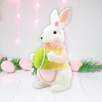Girl Bunny With Green Macaron Easter Decor