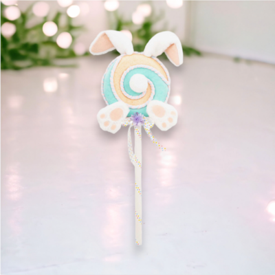 Blue Bunny Swirl Lollipop Pick Easter Decor