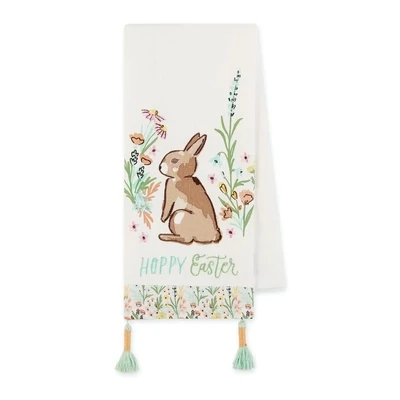 Hoppy Easter Bunny Embellished Dishtowel Easter Decor