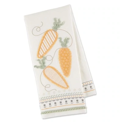 Carrot Garland Embellished Dishtowel Easter Decor