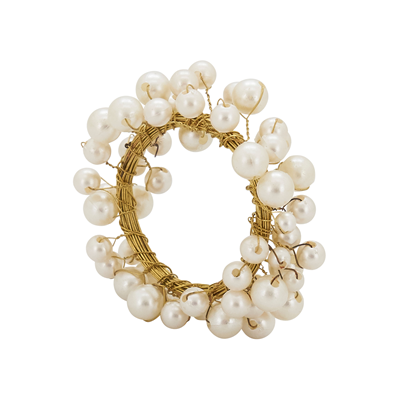 (SET OF 4) Pearl Spray Napkin Ring Tabletop Accents