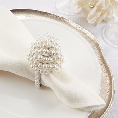 (SET OF 4) Pearl Dome Napkin Ring Tabletop Accents