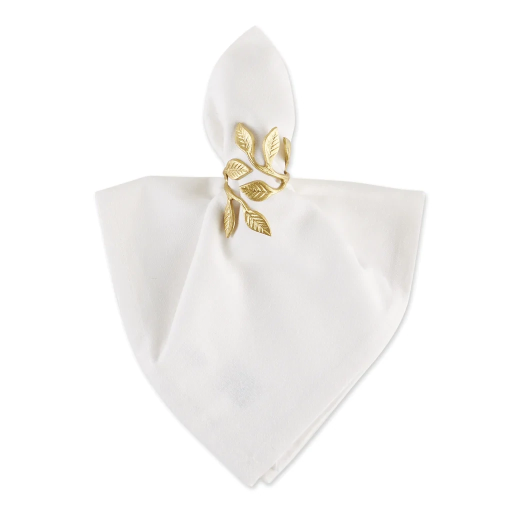 (SET OF 4) Gold Vine Napkin Ring Tabletop Accents