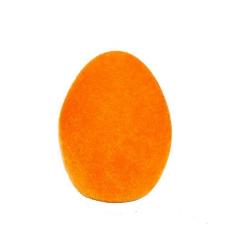 ORANGE TERRACOTTA FLOCKED EASTER EGG 4&quot; Easter Decor