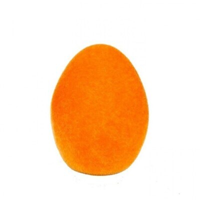 ORANGE TERRACOTTA FLOCKED EASTER EGG 4&quot; Easter Decor