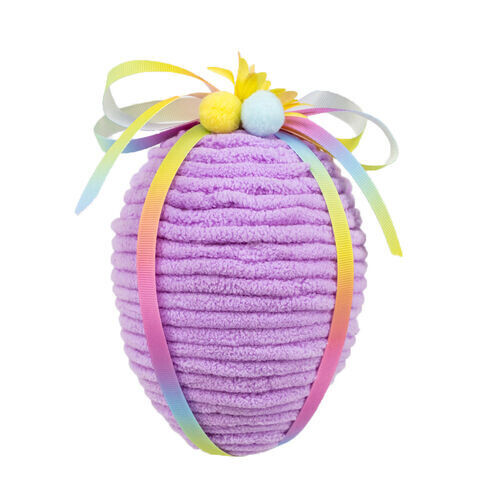 Purple Yarn Hanging Egg With Bow Easter Decor