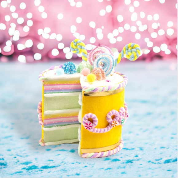 9.5&quot; Yellow Cake Display Easter Decor
