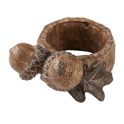 (SET OF 4) Wooden Acorn Napkin Ring Tabletop Accents