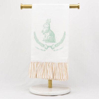 Laurel Wreath Bunny Hand Towel Easter Decor
