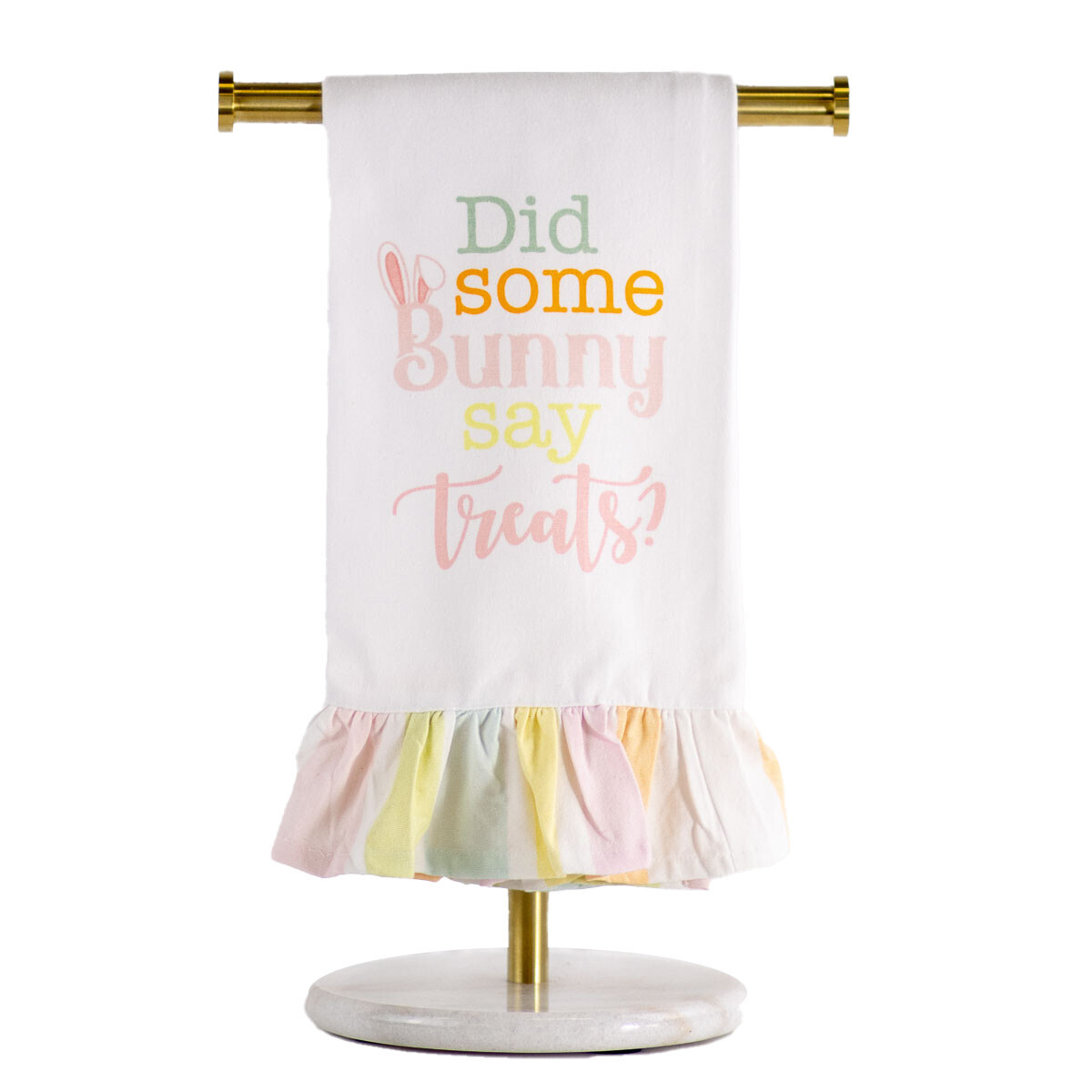 Did Some Bunny Say Treats Ruffle Hand Towel Easter Decor