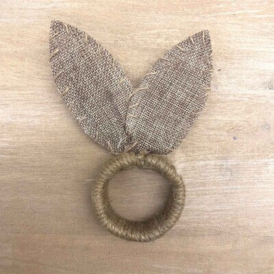 (SET OF 2) Natural Burlap Bunny Ears Napkin Ring Tabletop Accents